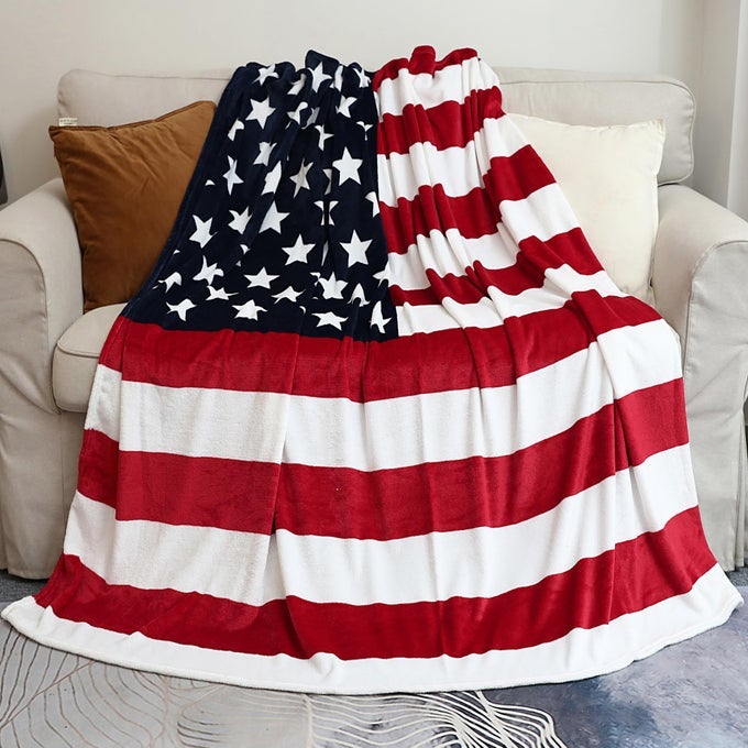 AMERICAN FLAG BLANKET TWIN SIZE USA THROW BLANKET 60X80 INCHES GIFTS BLANKET FOR BED COUCH CHAIR FALL WINTER CAMPING LIVING ROOM OFFICE