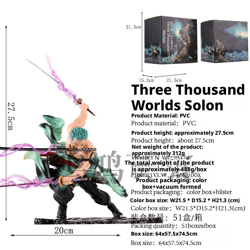 One Piece Zoro Sanzen World PVC Action Figure (Double Head) - Image 2