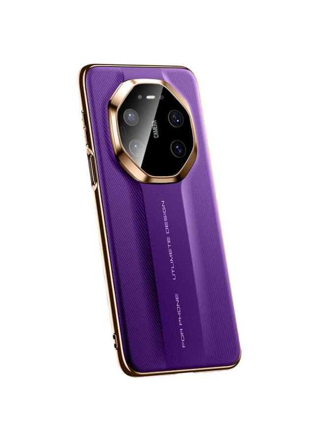 Freeson Compatible With Huawei Mate 80 Pro Max Instant Mate 80 Rs Phone Case, Vegan Leather Protective Cover With Electroplated Frame, Full Coverage Drop-resistant Simple Business Leather Case, Purple - Image 2