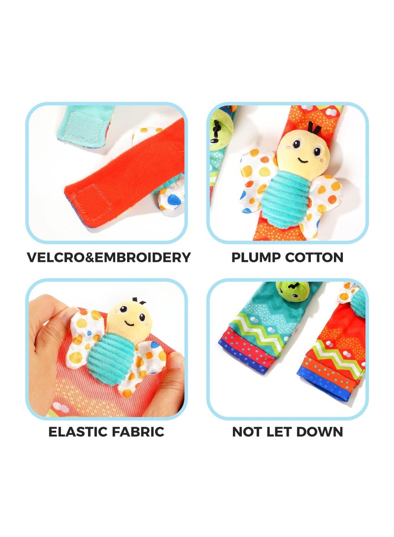 SOLARAE Caterpillar Baby Wrist Rattle Socks and Foot Finder Set, Soft Sensory Toys for Infants 0-6 Months, Cute Rattles for Newborn Boys and Girls, Ideal for Early Development and Playtime. - Image 4