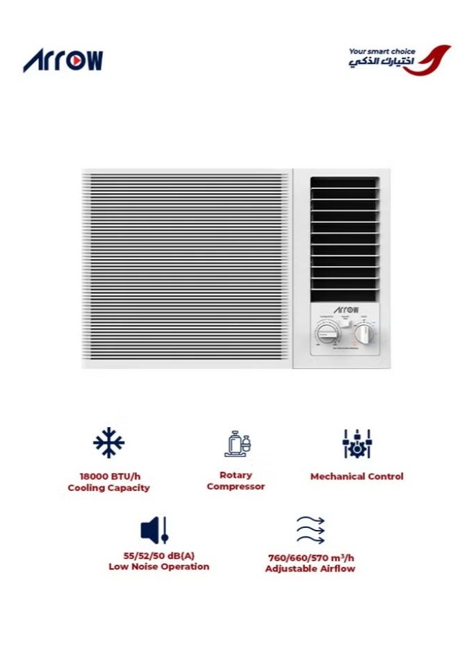 Arrow 17,200 BTU Window Air Conditioner, Cooling Only, Mechanical Controls, White Color | Model Name: RO-18WHC - Image 2