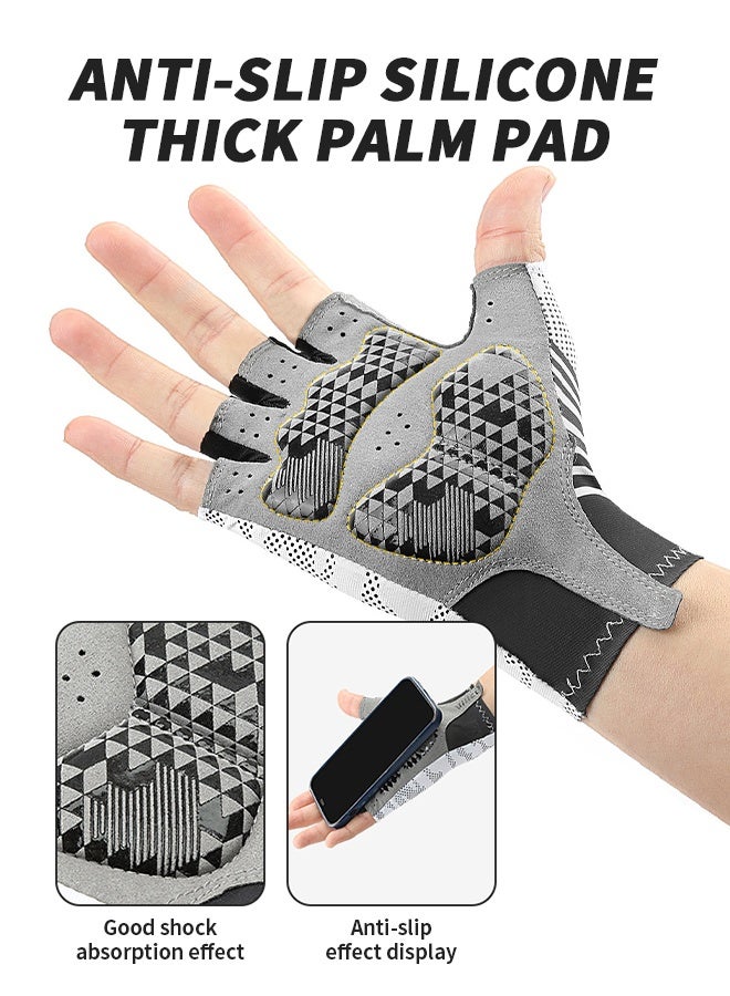 قفازات ركوب الدراجات مضادة للانزلاق، قفازات تدريب رياضية للرجال والنساء، قفازات من الألياف الدقيقة المتينة، قابلة للتنفس، مقاومة للصدمات، مناسبة للصالة الرياضية، وركوب الدراجات، ورفع الأثقال - Image 4