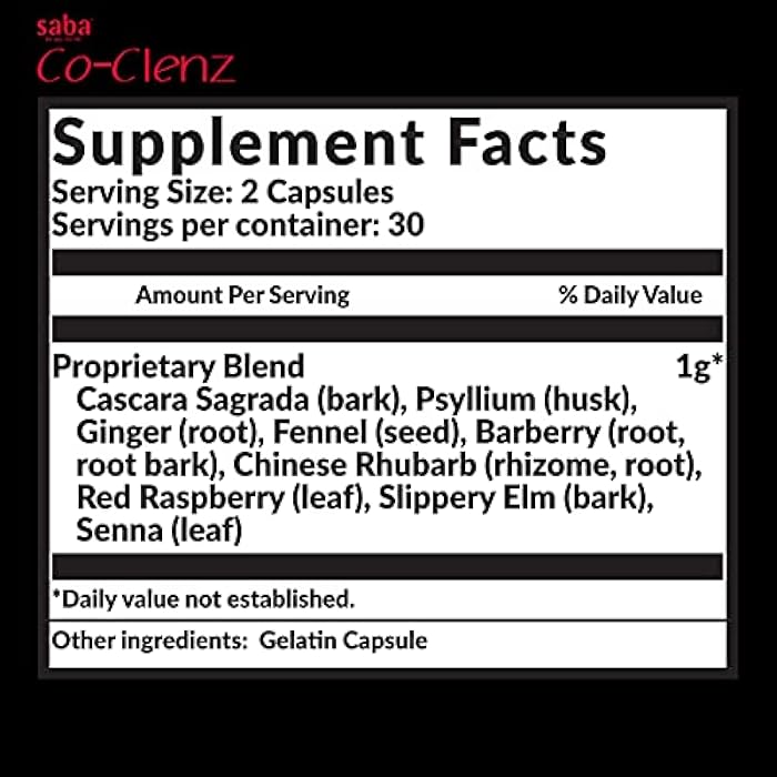 Saba Kombucha Saba Co-Clenz - 5 Day Cleanse for Men & Women-Supports Healthy Bowel Movements- Detox, Colon Health, Helps Constipation -30 Capsules, - Image 2