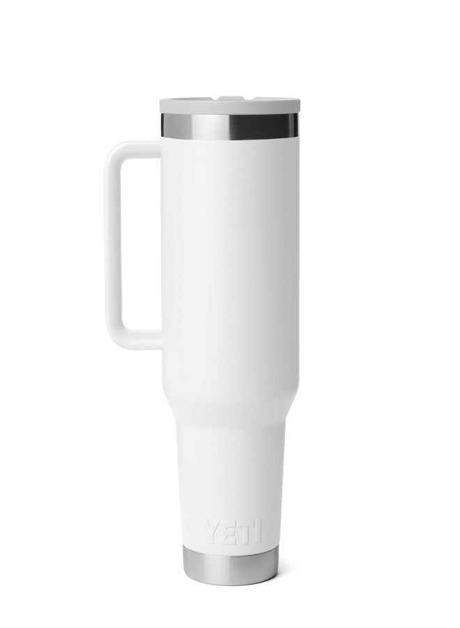 YETI Rambler 40 oz Travel Mug with Flip Straw Lid – Stainless Steel, Vacuum Insulated, Leakproof, Cup Holder Friendly, White - Image 5