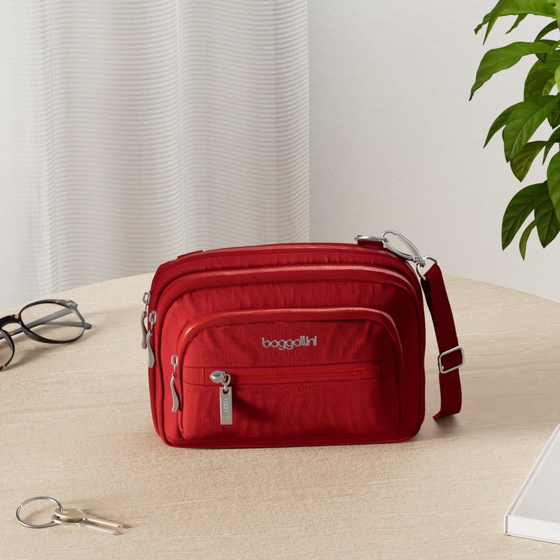 Baggallini womens Triple Zip Bagg Convertible Cross Body, Apple, One Size US - Image 2