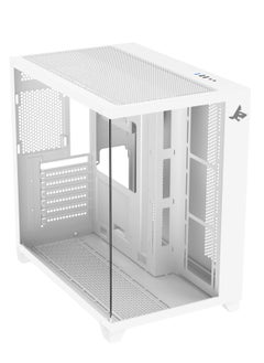 صندوق الكمبيوتر للألعاب شاربكس PROFIN ATX Min-Tower (XI700-W) مع 7 مراوح 120 مم ARGB مثبتة مسبقًا، وجهاز تحكم، زجاج مقسّى، ومنافذ I/O (منافذ نوع C*1 دونجل / USB3.0 *1 / USB2.0 2 / أزرار: الطاقة / إعادة التعيين)، (أبيض).  - Image 3