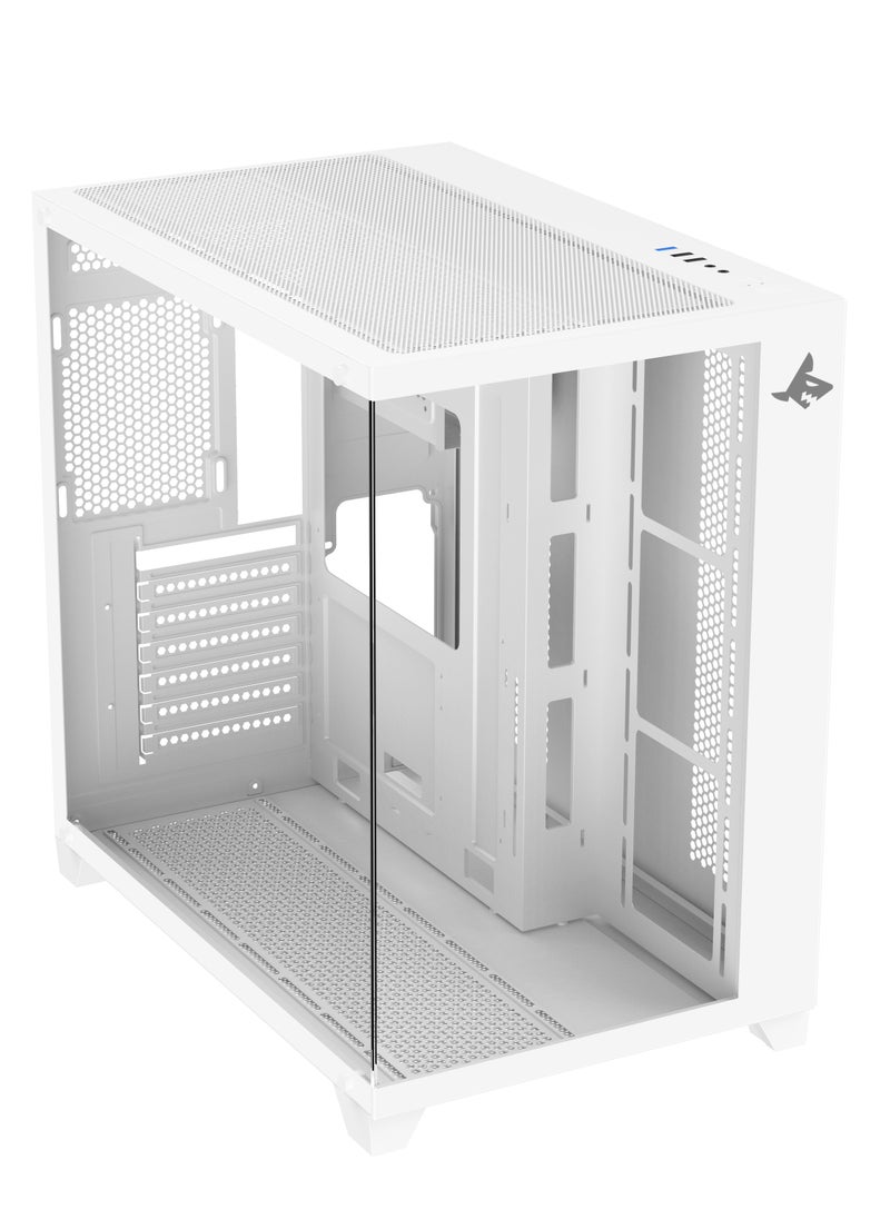 SHARX SHARX CASE PROFIN ATX Min-Tower Gaming PC Case (XI700-W), With 7X 120mm Pre-Installed  ARGB Fans, and Controller,  Tempered Glass,  I/O (Ports Type C*1 Dongle / USB3.0 *1 / USB2.0 *2 / Buttons Power/Reset), (White)  - Image 3