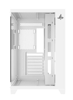 صندوق الكمبيوتر للألعاب شاربكس PROFIN ATX Min-Tower (XI700-W) مع 7 مراوح 120 مم ARGB مثبتة مسبقًا، وجهاز تحكم، زجاج مقسّى، ومنافذ I/O (منافذ نوع C*1 دونجل / USB3.0 *1 / USB2.0 2 / أزرار: الطاقة / إعادة التعيين)، (أبيض).  - Image 4