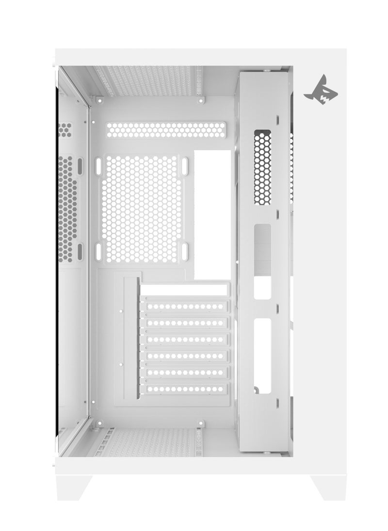 SHARX SHARX CASE PROFIN ATX Min-Tower Gaming PC Case (XI700-W), With 7X 120mm Pre-Installed  ARGB Fans, and Controller,  Tempered Glass,  I/O (Ports Type C*1 Dongle / USB3.0 *1 / USB2.0 *2 / Buttons Power/Reset), (White)  - Image 4