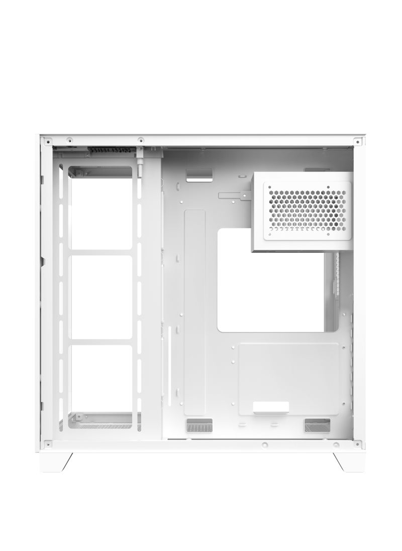 null - صندوق الكمبيوتر للألعاب شاربكس PROFIN ATX Min-Tower (XI700-W) مع 7 مراوح 120 مم ARGB مثبتة مسبقًا، وجهاز تحكم، زجاج مقسّى، ومنافذ I/O (منافذ نوع C*1 دونجل / USB3.0 *1 / USB2.0 2 / أزرار: الطاقة / إعادة التعيين)، (أبيض). - Image 1