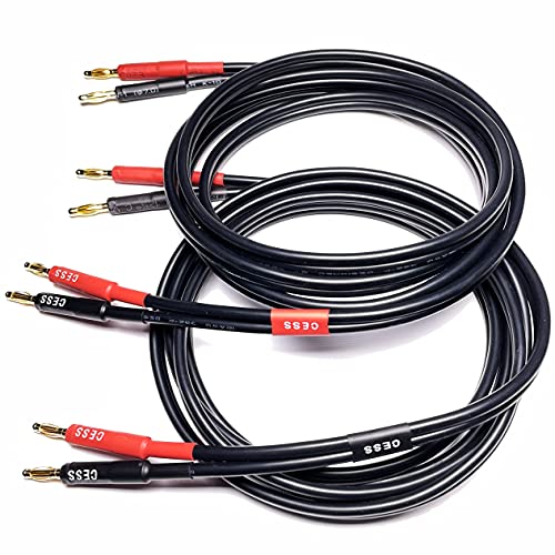 CNCESS CESS-037-6f Banana Plug Male to Male Speaker Cable 12 Gauge 680 Strand Count Silicone Soft Wire, 2 Cables (6 FEET) - Image 1