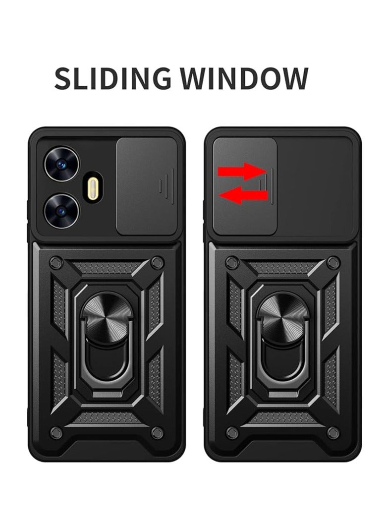 عام غطاء لهاتف Realme C55 مع حامي شاشة زجاجي، 【2 وحدة】 غطاء كاميرا متزحلق متكامل، غطاء حماية عسكري كامل الجسم - Image 3