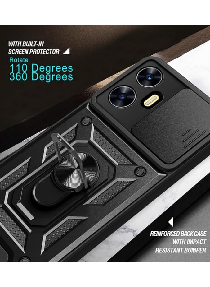 عام غطاء لهاتف Realme C55 مع حامي شاشة زجاجي، 【2 وحدة】 غطاء كاميرا متزحلق متكامل، غطاء حماية عسكري كامل الجسم - Image 5