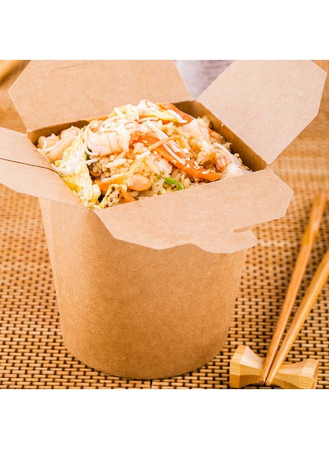 Restaurantware حاويات طعام بيولوجية تيك 4 × 3.5 × 4.5 بوصة، 200 صندوق نودلز متين - قابلة للتخلص، مستدامة، صناديق طعام كرافت سعة 32 أونصة، دائرية، للتوصيل والوجبات السريعة، أو النزهات - Image 3