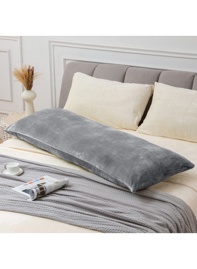BEDELITE غطاء وسادة الجسم BEDELITE بسحاب، ناعم للغاية ومريح، غطاء وسادة فخمة من الفليس 20 x 54 بوصة، غطاء وسادة طويل فخم وناعم لجميع الفصول (رمادي) - Image 1