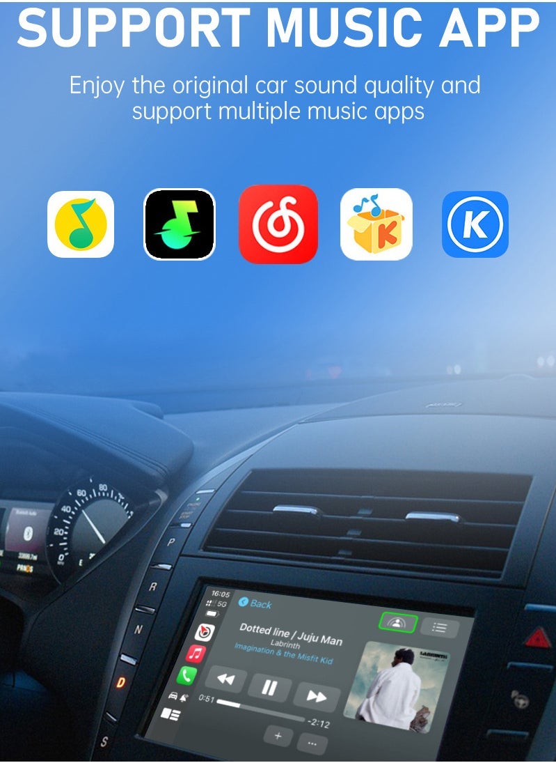 COCO KSA 2 in 1 Wireless Carplay Auto Adapter 2025 Upgrade, Mini Box with Bluetooth 5.0 and WiFi for Wired CarPlay/Auto Cars, Mini Size, Stable Control & No Delay - Image 4