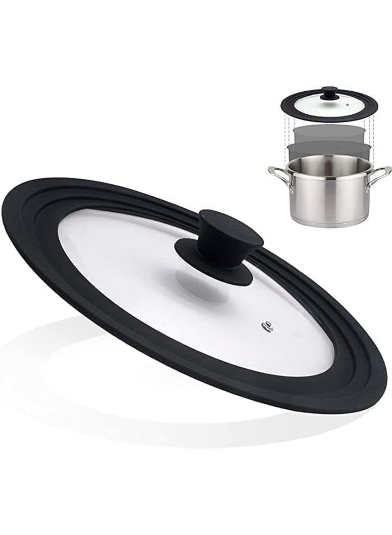 KOWVOWZ Universal Lid for Pots Pans and Skillets Tempered Glass Covered with Heat Resistant Silicone Rim Diameter Cookware Easy to Use Replacement Frying Pan Cover (8" x 8.5" x 9.5"/20-22-24cm) - Image 1