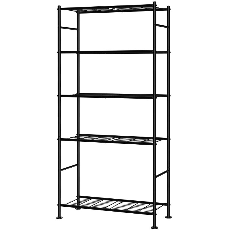 Sakugi Storage Shelves - 5 Tier Shelf Organizer, Sturdy Metal Garage Shelving with Adjustable Leveling Feet, Space-Saving Shelves Organizer for Pantry, Laundry, Kitchen (32" x 12" x 71", Black) - Image 1