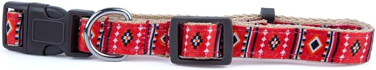 Daiso Dog Collar with Kilim Pattern for Medium Dogs - Red Adjustable Soft Nylon Pet Collar - Image 4