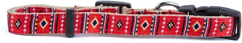 Daiso Dog Collar with Kilim Pattern for Medium Dogs - Red Adjustable Soft Nylon Pet Collar - Image 2