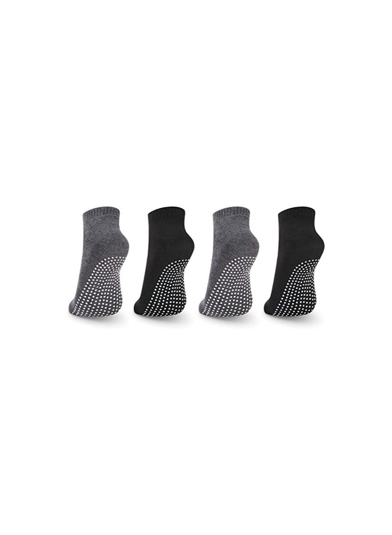DeloPik Non Slip Skid Socks Anti Slip Sock for women and men, Grip Socks for Yoga Home Barre Pilates Hospital Workout (4 PAIR) - Image 1