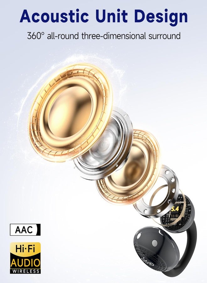 aigo CA05 Open Ear Earbuds Clip on Wireless Bluetooth 5.4 Headphones with Mic for iPhone,Android,Laptop,Enc Noise Reduction,50H Play,Waterproof Comfortable Wireless Earbuds Fit Sports Workout,Black - Image 4