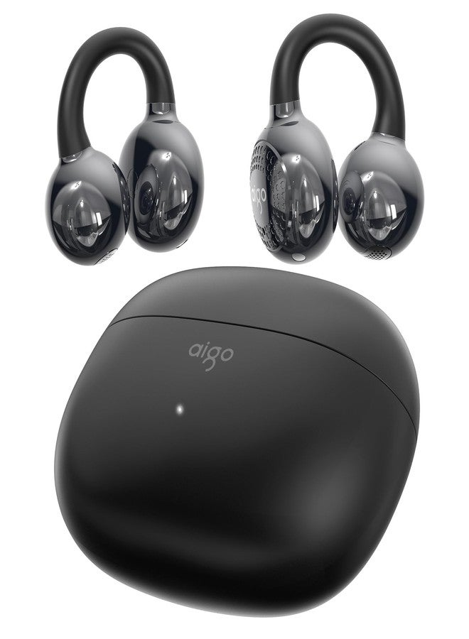 aigo CA05 Open Ear Earbuds Clip on Wireless Bluetooth 5.4 Headphones with Mic for iPhone,Android,Laptop,Enc Noise Reduction,50H Play,Waterproof Comfortable Wireless Earbuds Fit Sports Workout,Black - Image 1