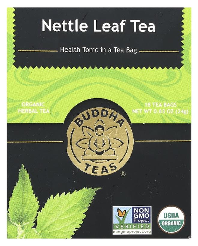 BUDDHA TEAS شاي بودا، شاي أعشاب عضوي، ورق القراص، خالي من الكافيين، 18 كيس شاي، 0.83 أونصة (24 جرام)  - Image 1
