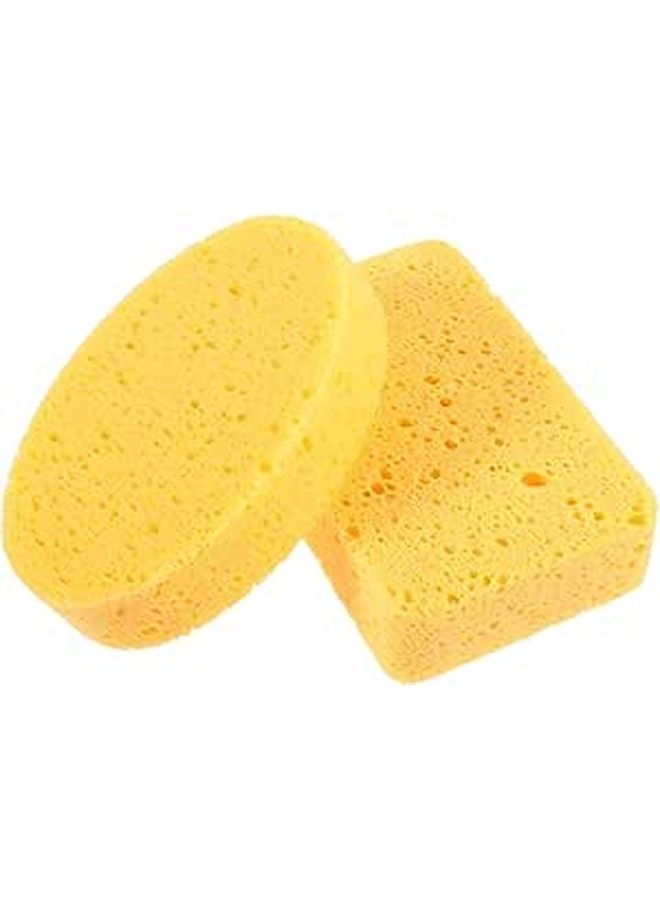 2pcs Cellulose Cleaning Sponges Square Wood Fiber Kitchen Scrub Reusable - Image 1