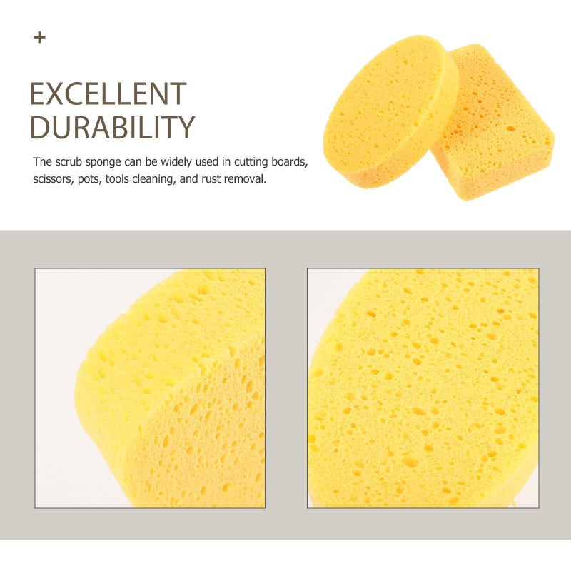 2pcs Cellulose Cleaning Sponges Square Wood Fiber Kitchen Scrub Reusable - Image 5
