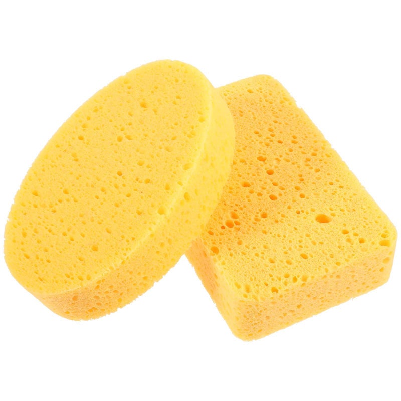 2pcs Cellulose Cleaning Sponges Square Wood Fiber Kitchen Scrub Reusable - Image 2