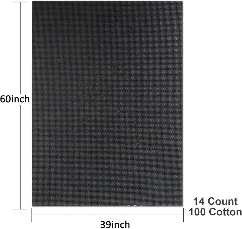 Donmon Aida Cloth 14 Count Cross Stitch Fabric,60×39inch (Black) - Image 2