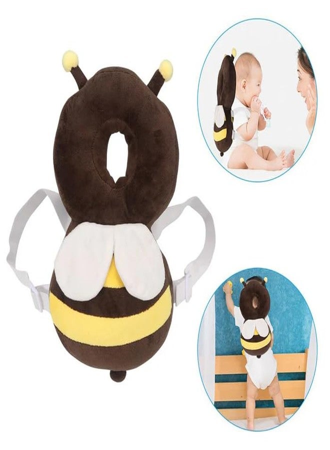 SHOPTOSHOP Baby Head Protector Cushion Plush Soft Toy Early Learning Toy Fall Protection Helmet Baby Head Protector Child Adjustable for 6-24 Months Shoulder Strap (Honey-BEE-Brown) - Image 2