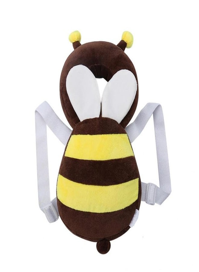 SHOPTOSHOP Baby Head Protector Cushion Plush Soft Toy Early Learning Toy Fall Protection Helmet Baby Head Protector Child Adjustable for 6-24 Months Shoulder Strap (Honey-BEE-Brown) - Image 1