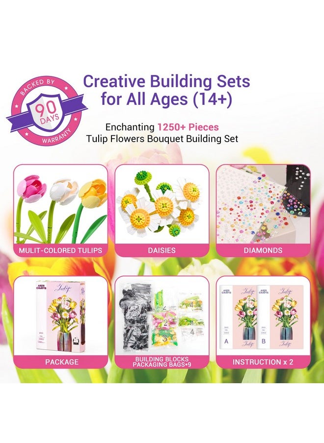 BAKA BAKA Flowers Bouquet Building Set for Adults - Artificial Flowers with Tulips & Daisy - Botanical Collection, Christmas, Mother's Day, or Valentine's Gifts for Her, Him, and Mothers -580pcs  - Image 3