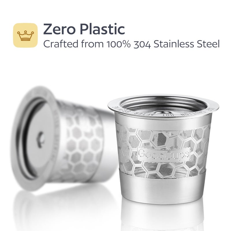 GoodCups 2-Pack 304 Stainless Steel Reusable K-Cup Pods Coffee Filters for Keurig K-Express, K-Elite, K-Duo, K-Mini, Mini Plus, Mini Mate, K-Classic, K-Select, K-Cafe & K-Iced Brewers - Image 3