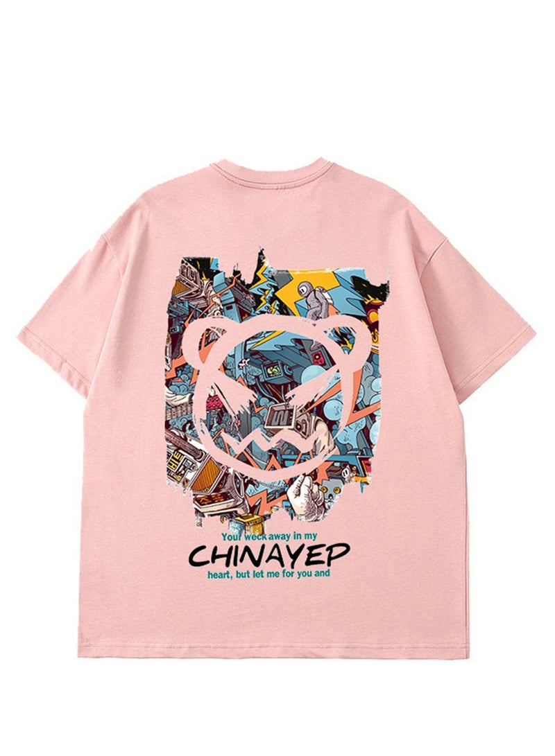 Summer short-sleeved T-shirt couple style personalized pocket T-shirt solid color breathable loose sports round neck top - Image 1