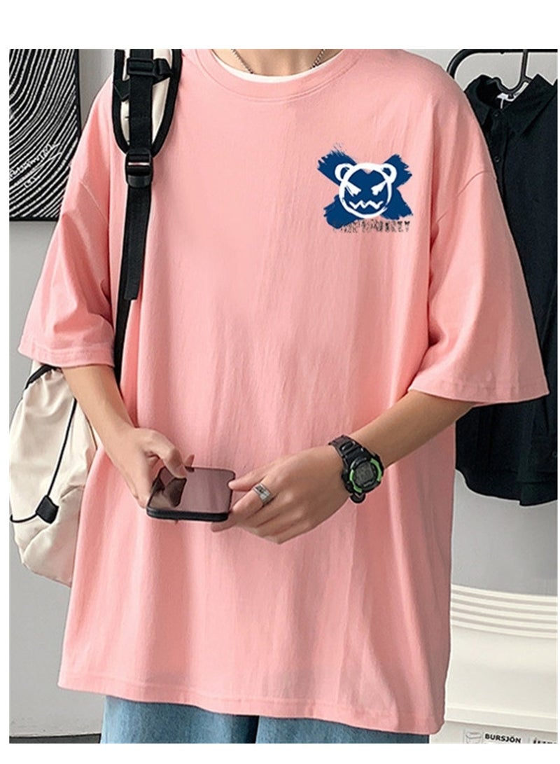 Summer short-sleeved T-shirt couple style personalized pocket T-shirt solid color breathable loose sports round neck top - Image 3