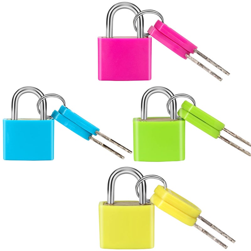 Febwind 4 Pcs Suitcase Locks with Copper Keys Protect Your Belongings with Febwind's Set of 4 Mini Padlocks Multicolor Durable Locks for Suitcases Backpacks Boxes Cabinet and Laptop Bags - Image 1