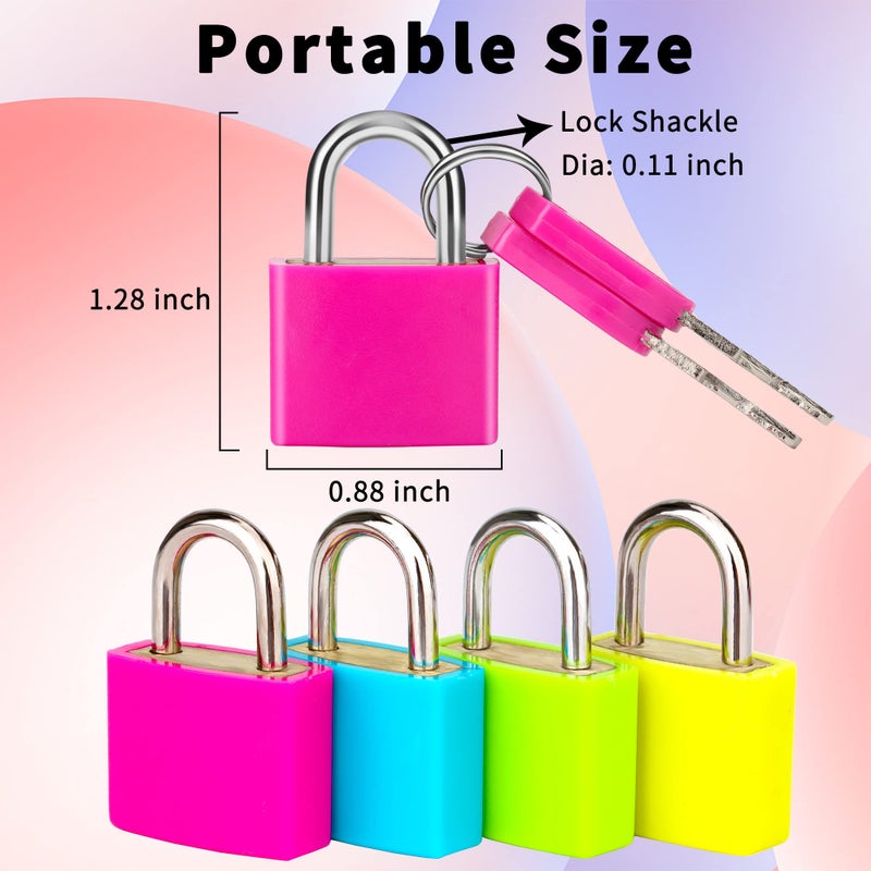 Febwind 4 Pcs Suitcase Locks with Copper Keys Protect Your Belongings with Febwind's Set of 4 Mini Padlocks Multicolor Durable Locks for Suitcases Backpacks Boxes Cabinet and Laptop Bags - Image 2