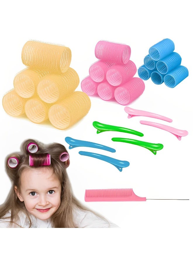 ماي كرييت مجموعة بكرات تجعيد الشعر MAYCREATE® بدون حرارة، 3 أحجام مشابك بكرات شعر سحرية ذاتية الإمساك للشعر الطويل والمتوسط ​​والقصير مع 6 مشابك شعر، ومشط شعر من الفولاذ المقاوم للصدأ - Image 1