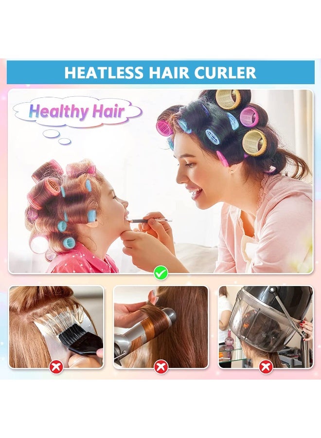 ماي كرييت مجموعة بكرات تجعيد الشعر MAYCREATE® بدون حرارة، 3 أحجام مشابك بكرات شعر سحرية ذاتية الإمساك للشعر الطويل والمتوسط ​​والقصير مع 6 مشابك شعر، ومشط شعر من الفولاذ المقاوم للصدأ - Image 4