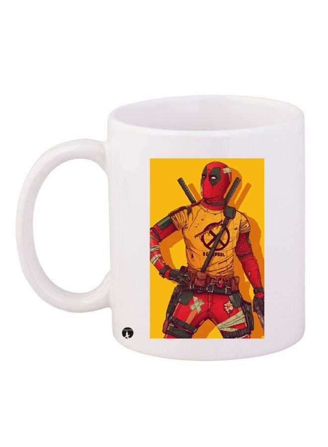 RYN Deadpool Printed Coffee Mug White/Yellow/Red 11ounce