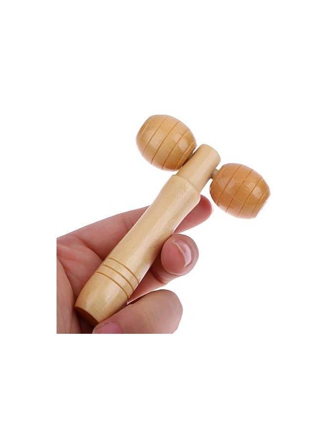 جهاز تدليك خشبي للوجه والرقبة والجسم مزود بأسطوانتين، أداة تدليك متعددة الأغراض، جهاز تدليك يدوي محمول لتخفيف آلام الوجه والجسم للساق والظهر والرقبة والكتف (متوسط ​​14 سم) - Image 3