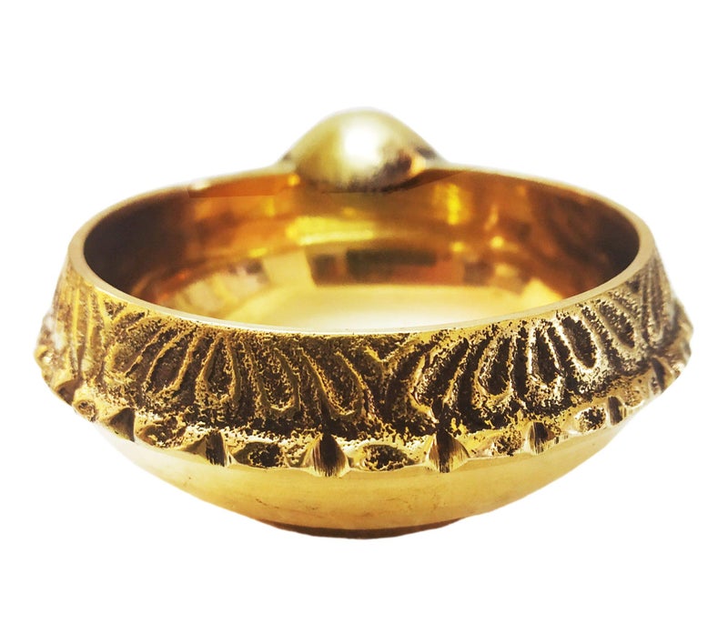 Neoteric Brass Diya Oil Lamp | Vilakku for Puja Room | Engraved Design | Golden Pital Kuber Deep Vilakku | Temple Pooja & Diwali Decoration | Spiritual Gift for Home, Office, Weddings (Medium, 1 PC) - Image 5