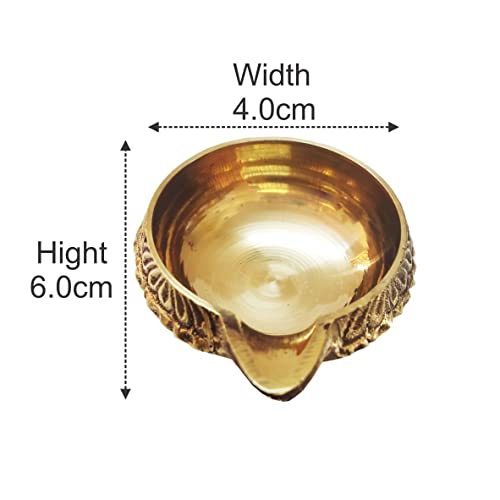 Neoteric Brass Diya Oil Lamp | Vilakku for Puja Room | Engraved Design | Golden Pital Kuber Deep Vilakku | Temple Pooja & Diwali Decoration | Spiritual Gift for Home, Office, Weddings (Medium, 1 PC) - Image 2