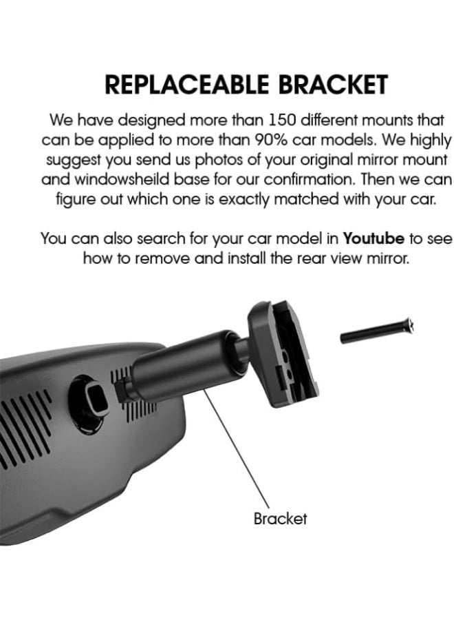 TFT Toyota Rearview Mirror Monitor with Backup Camera, 4.3-Inch Display, Includes Camera and Complete Wiring Kit for Safe Reverse Parking - Image 3