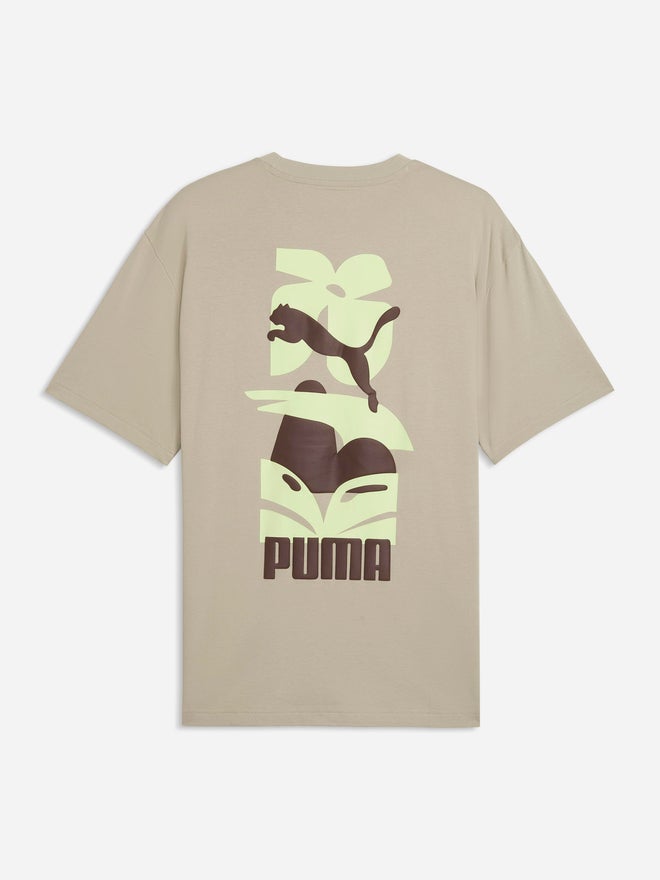 PUMA Men Beige Graphic Print Relaxed Fit T-Shirt - Image 2