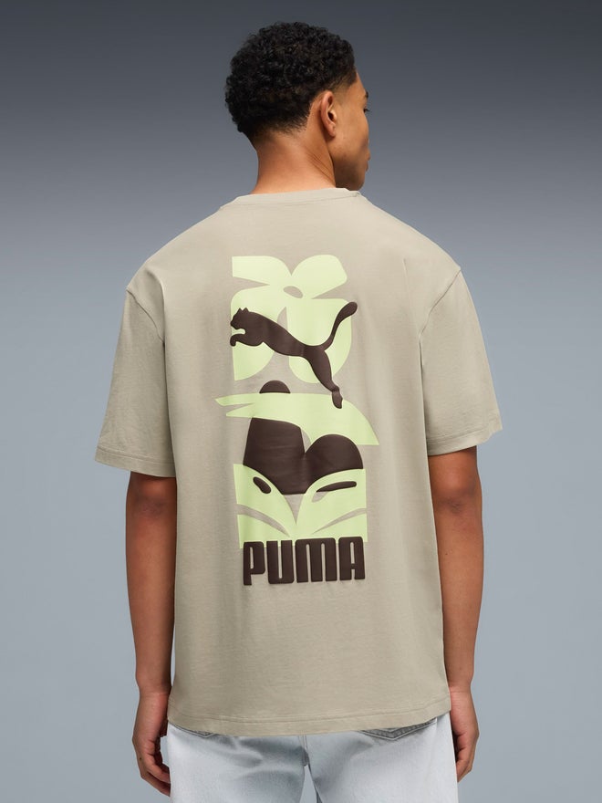 PUMA Men Beige Graphic Print Relaxed Fit T-Shirt - Image 4