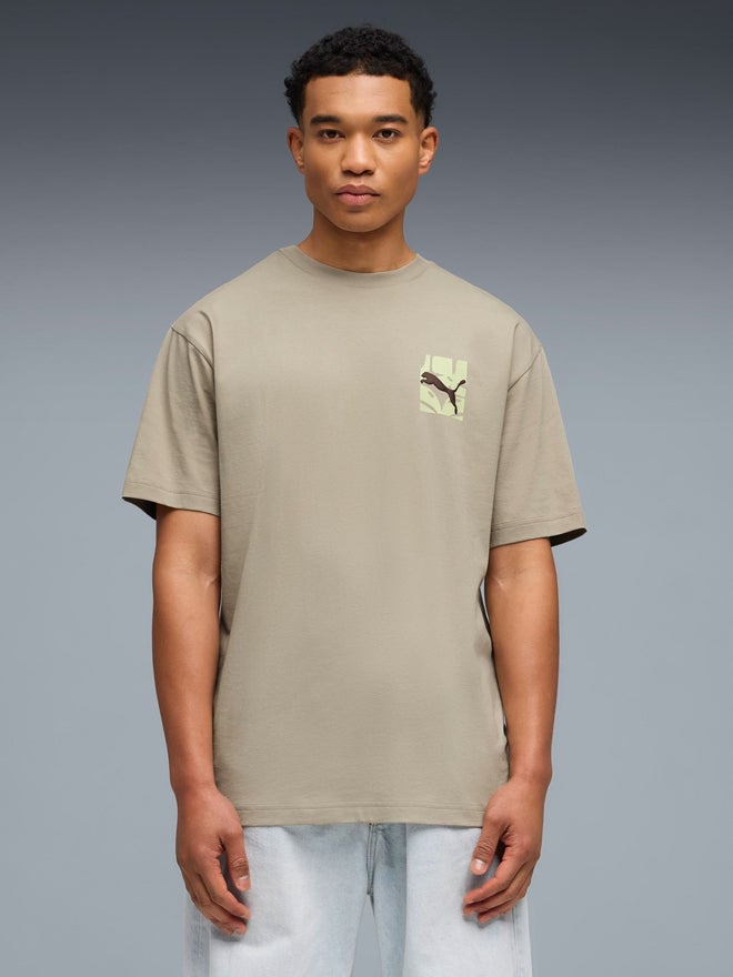 PUMA Men Beige Graphic Print Relaxed Fit T-Shirt - Image 3
